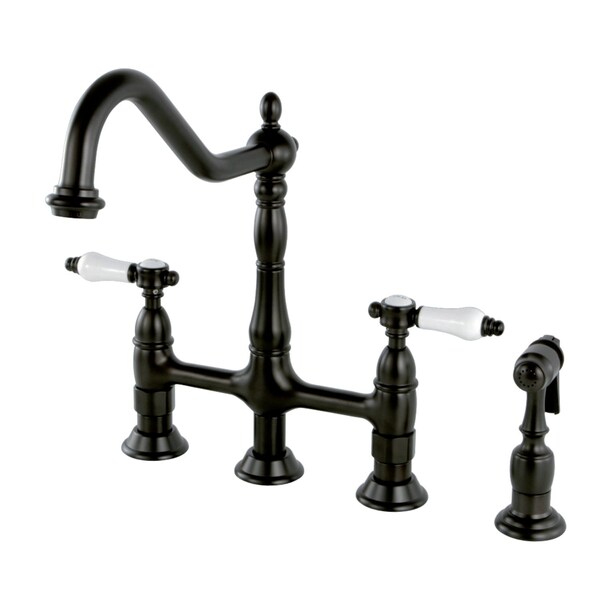 KS1275BPLBS Bel-Air Bridge Kitchen Faucet W/ Brass Sprayer, Bronze